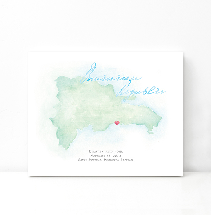 Personalized Watercolor Map 