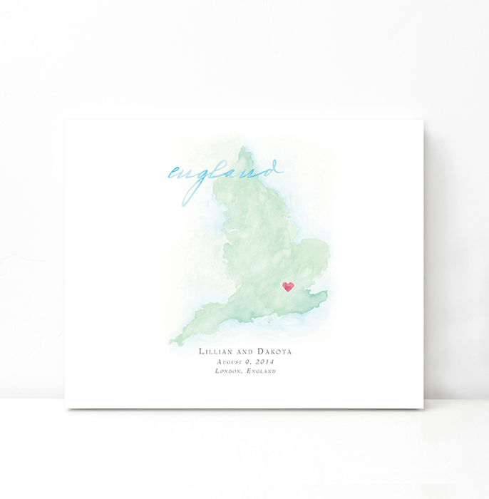 Personalized Watercolor Map 