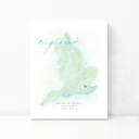 England 5x7 - Portrait Personalized Watercolor Map 
