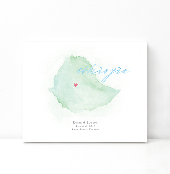 Personalized Watercolor Map 