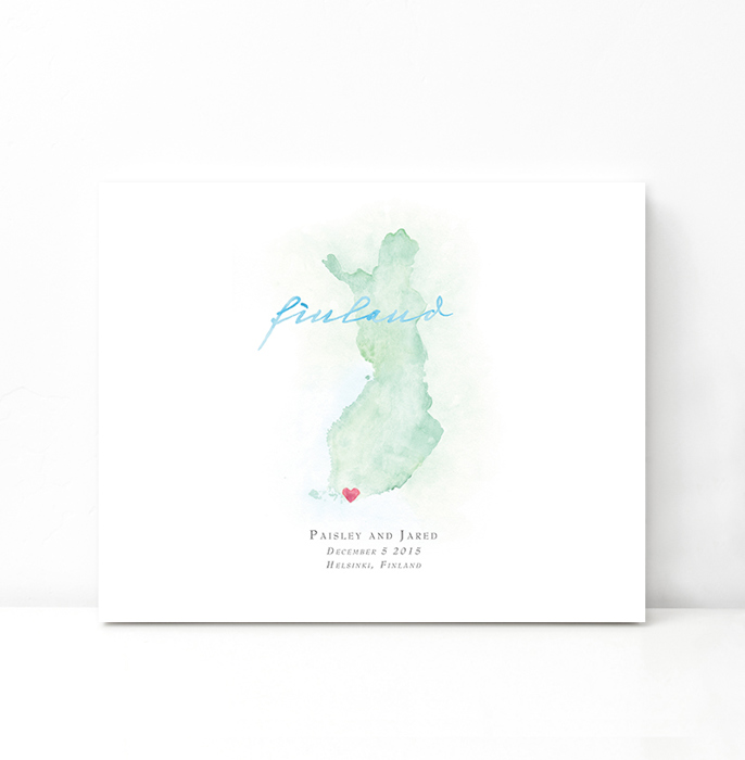 Personalized Watercolor Map 