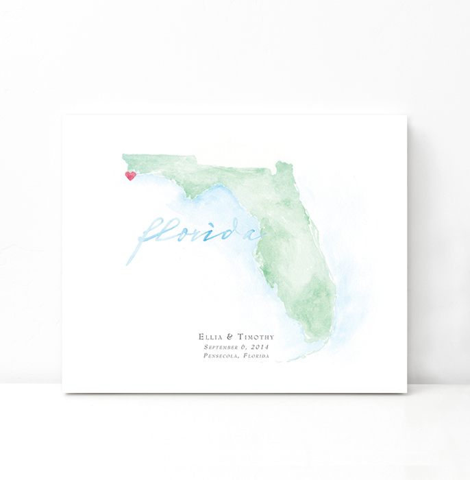 Personalized Watercolor Map 