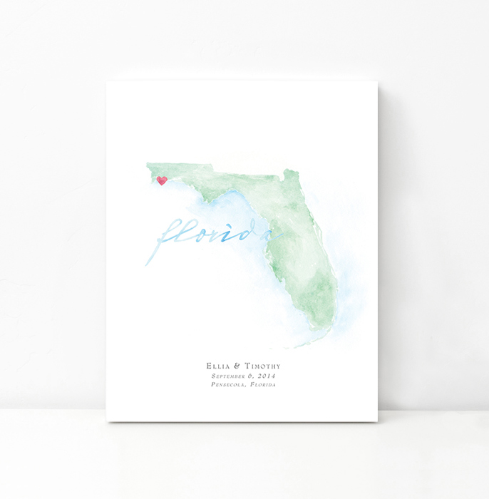 Personalized Watercolor Map 