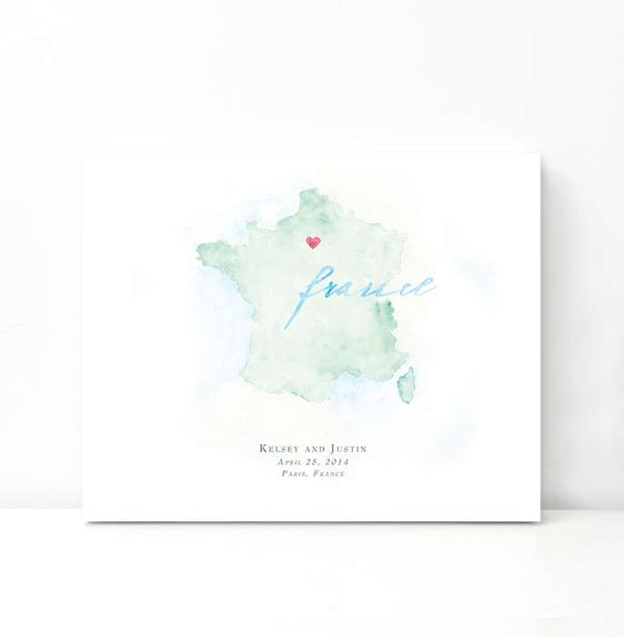 Personalized Watercolor Map 