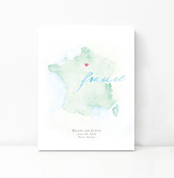Personalized Watercolor Map 