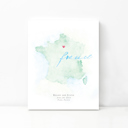 France 5x7 - Portrait Personalized Watercolor Map 