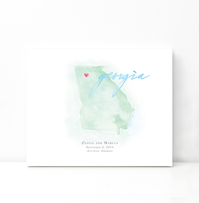Personalized Watercolor Map 