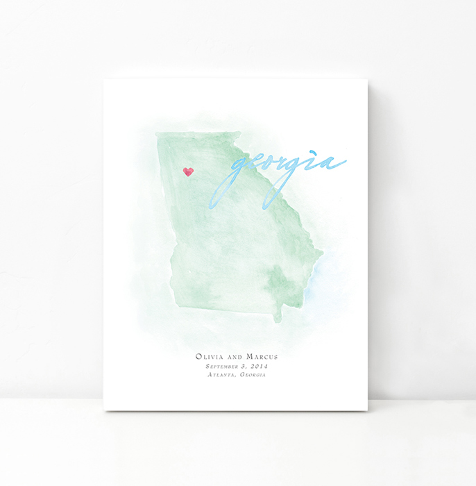 Personalized Watercolor Map 