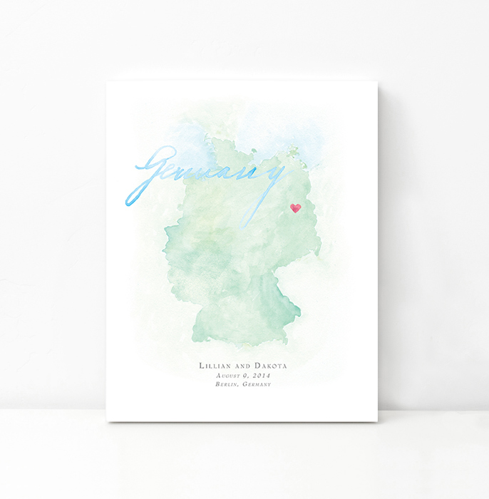 Personalized Watercolor Map 