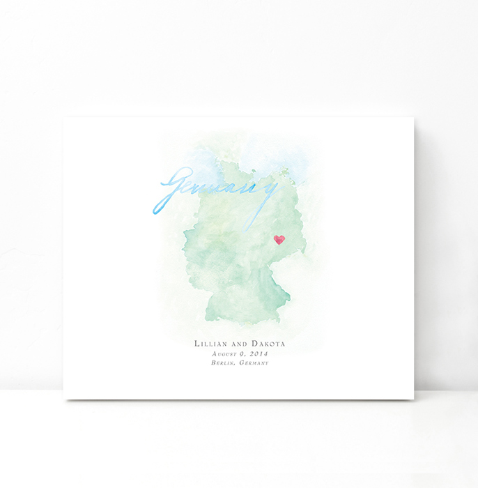 Personalized Watercolor Map 