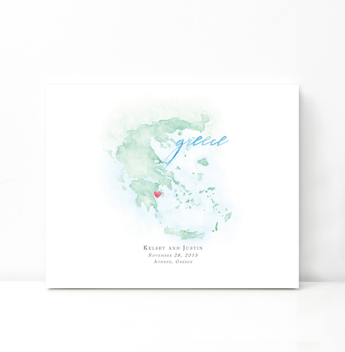 Personalized Watercolor Map 
