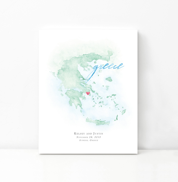 Personalized Watercolor Map 