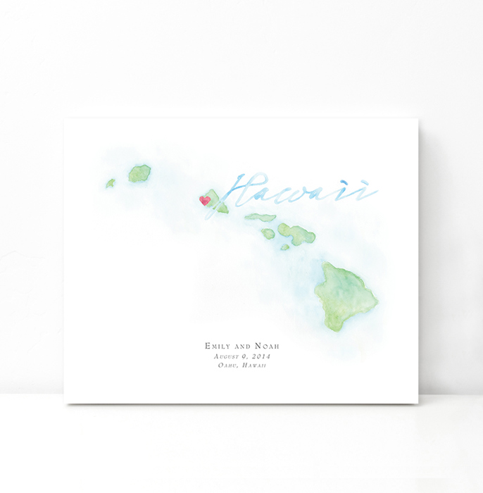 Personalized Watercolor Map 