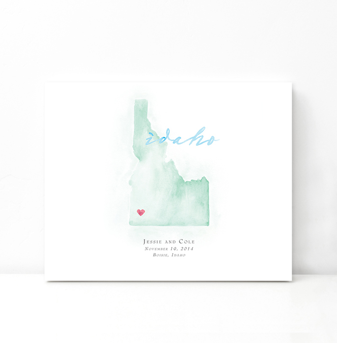 Personalized Watercolor Map 