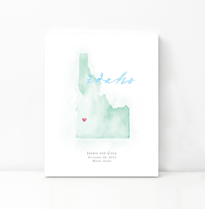 Personalized Watercolor Map 