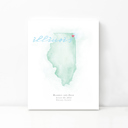 Illinois 5x7 - Portrait Personalized Watercolor Map 