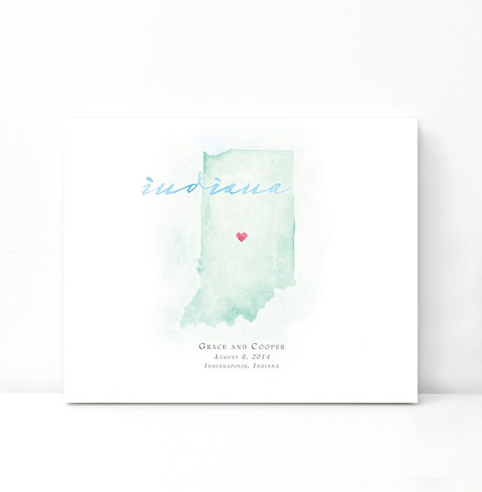 Personalized Watercolor Map 