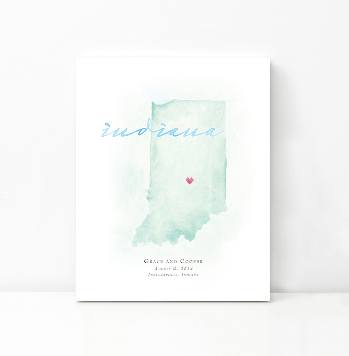 Personalized Watercolor Map 