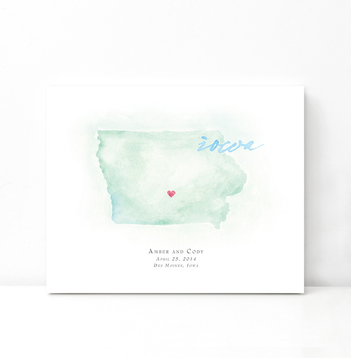 Personalized Watercolor Map 