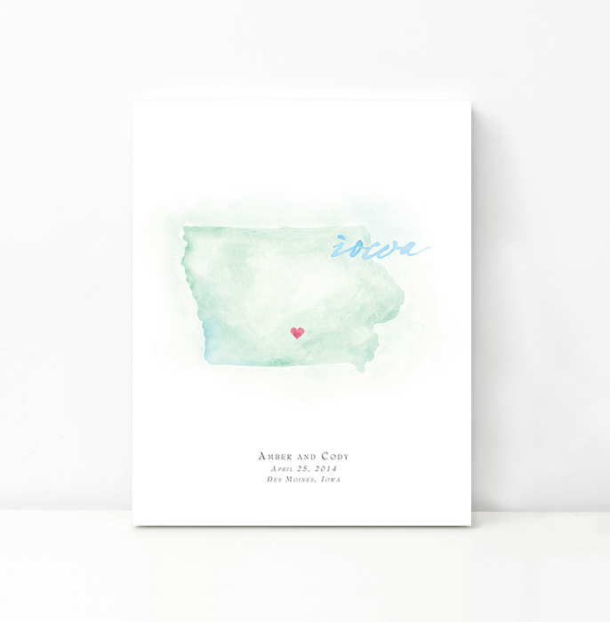 Personalized Watercolor Map 