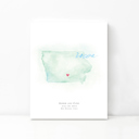 Iowa 5x7 - Portrait Personalized Watercolor Map 