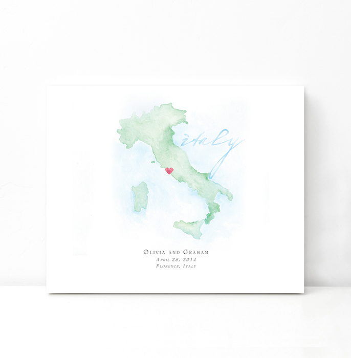 Personalized Watercolor Map 