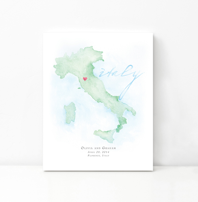 Personalized Watercolor Map 