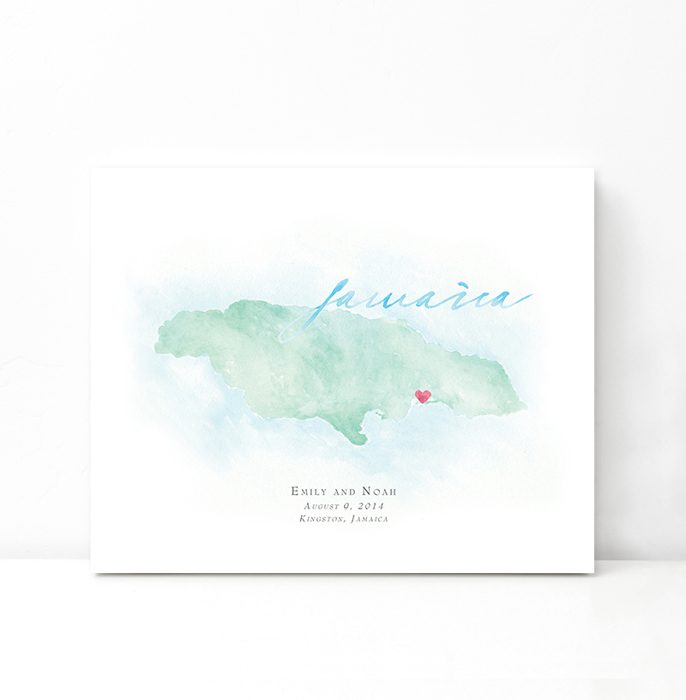 Personalized Watercolor Map 