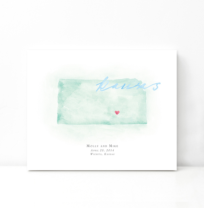 Personalized Watercolor Map 