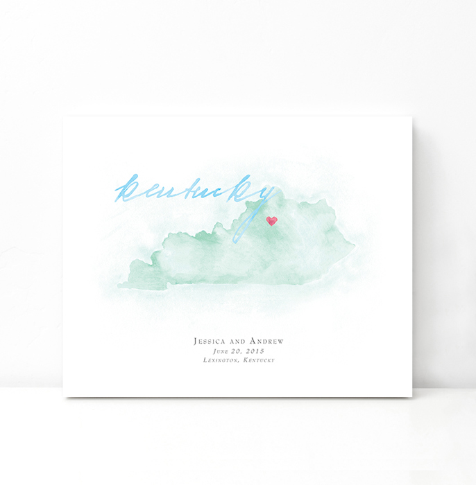 Personalized Watercolor Map 