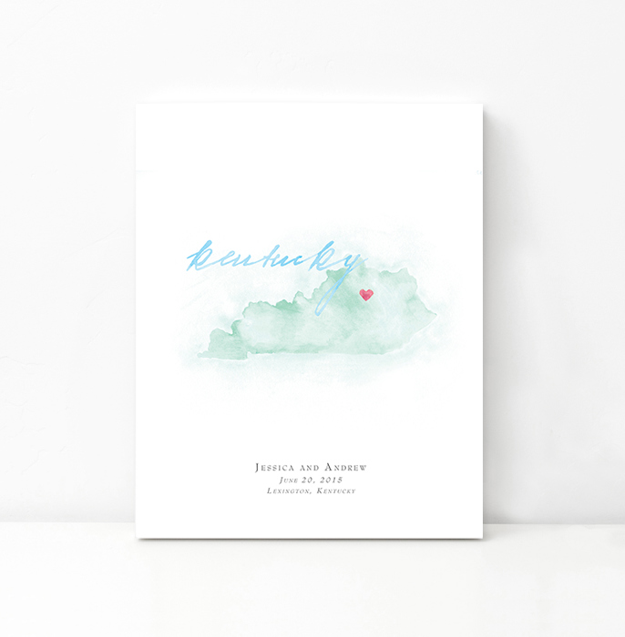 Personalized Watercolor Map 
