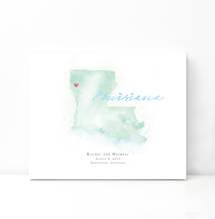 Personalized Watercolor Map 