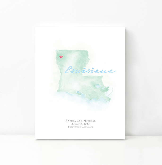 Personalized Watercolor Map 