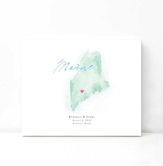 Personalized Watercolor Map 