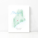 Maine 5x7 - Portrait Personalized Watercolor Map 