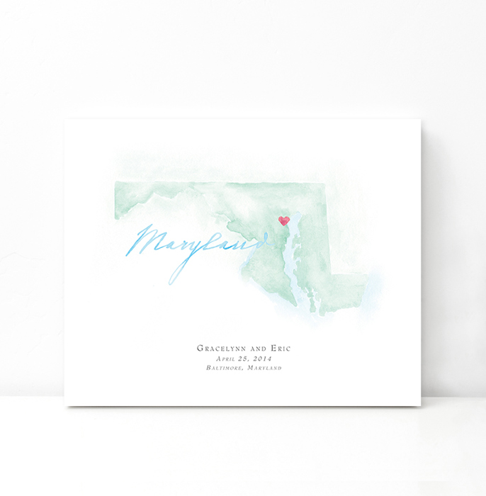 Personalized Watercolor Map 