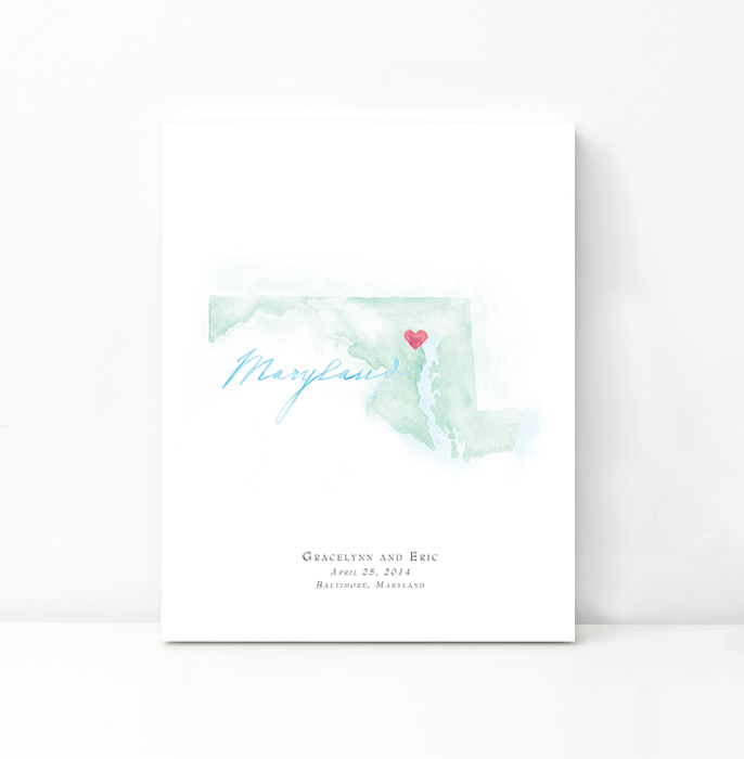 Personalized Watercolor Map 