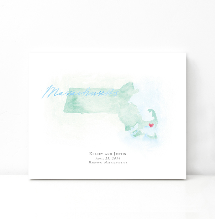 Personalized Watercolor Map 
