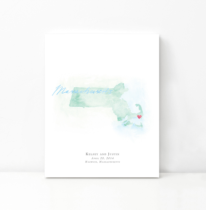 Personalized Watercolor Map 