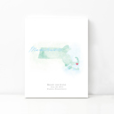 Massachusetts 5x7 - Portrait Personalized Watercolor Map 