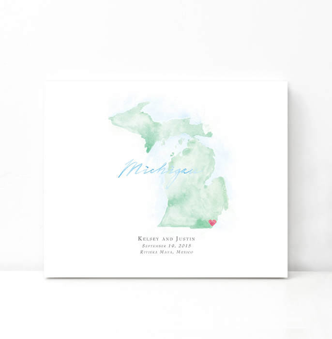 Personalized Watercolor Map 