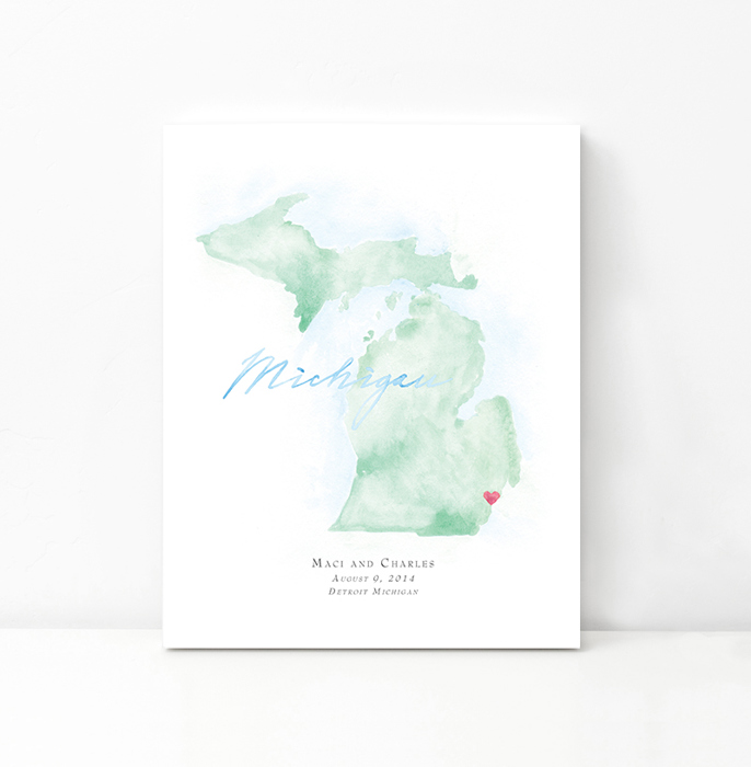 Personalized Watercolor Map 