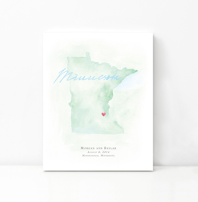 Personalized Watercolor Map 