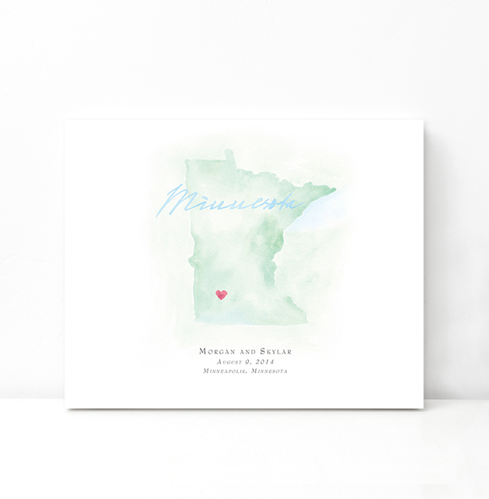 Personalized Watercolor Map 