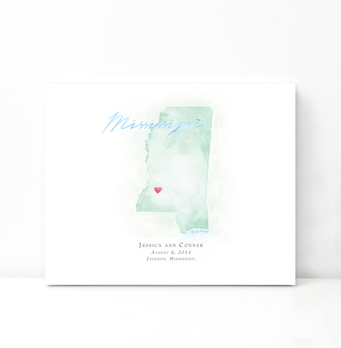 Personalized Watercolor Map 