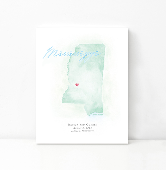 Personalized Watercolor Map 
