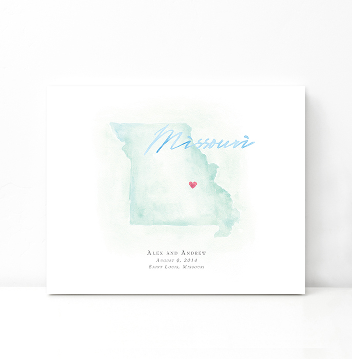 Personalized Watercolor Map 