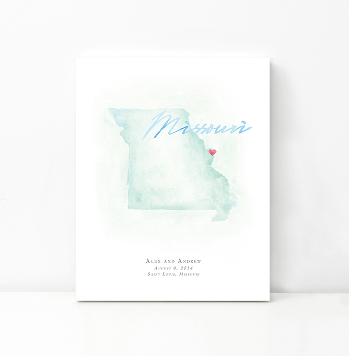 Personalized Watercolor Map 