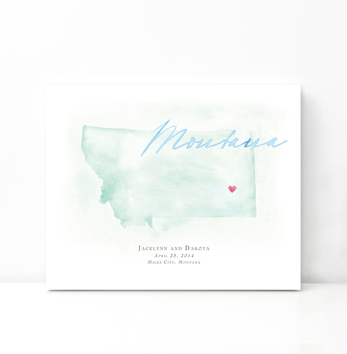 Personalized Watercolor Map 