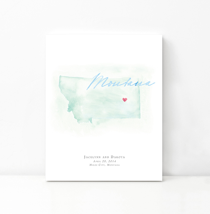 Personalized Watercolor Map 